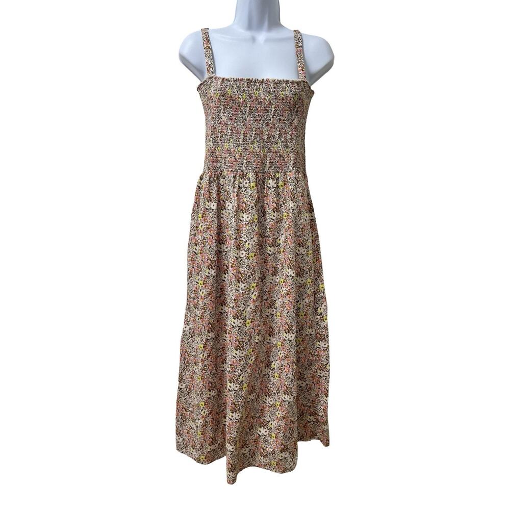 Nation Ltd Embry Ditsy Floral Smocked‎ Midi Dress Size M Tiered Cotton Sundress